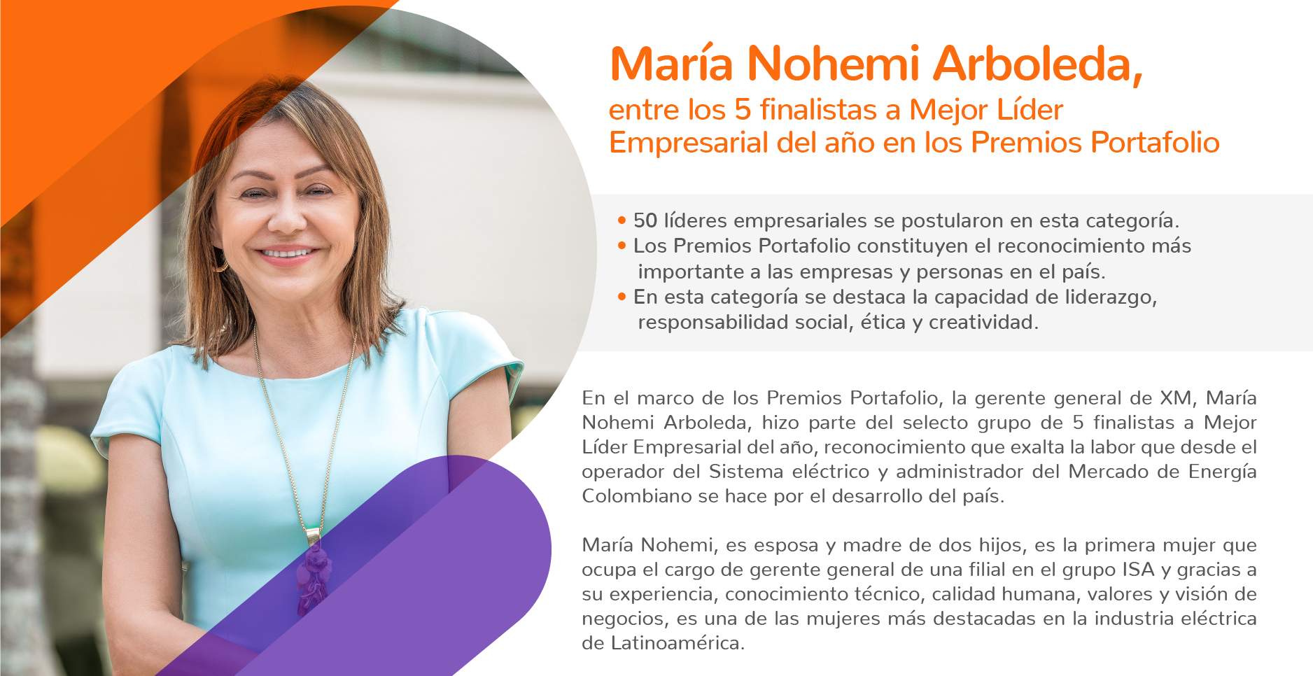 Maria Nohemi Arboleta entre los 5 finalistas a Mejor Líder Empresarial